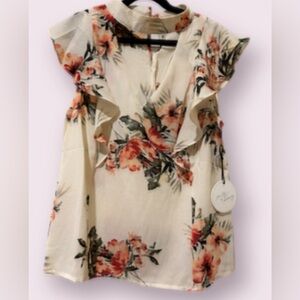 Milk and Honey Cut out Neckline Floral Blouse
